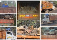 “ऑपरेशन प्रहार” का कड़ा वार: पावर प्लांट के पास अवैध कबाड़ से लदे ट्रक और माजदा जब्त, दस्तावेज न मिलने पर पुलिस की सख्त कार्रवाई