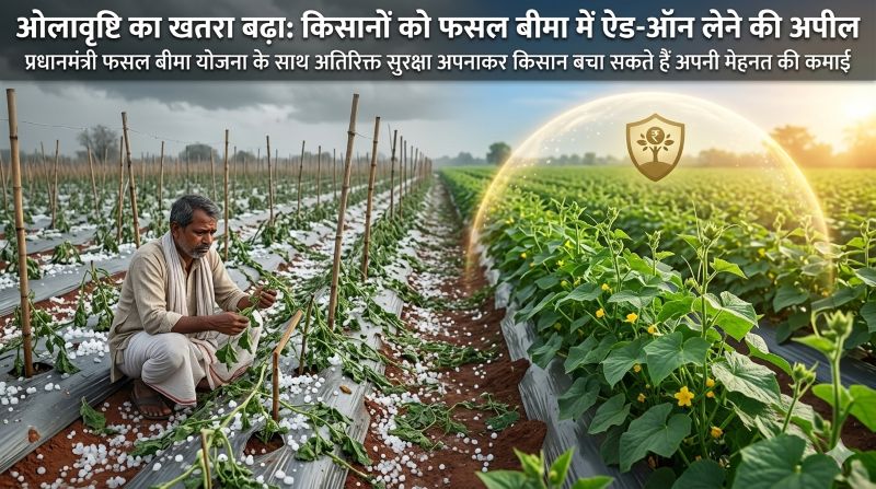ओलावृष्टि ने बढ़ाई किसानों की चिंता: बदलते मौसम के बीच फसल बीमा में ऐड-ऑन कवर अपनाने की जोरदार अपील, मेहनत की कमाई को सुरक्षित रखने का सशक्त विकल्प बना बीमा