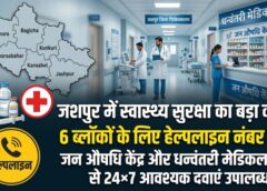 जशपुर में स्वास्थ्य सुरक्षा का बड़ा कदम: 6 ब्लॉकों के लिए हेल्पलाइन नंबर जारी, जन औषधि केंद्र और धन्वंतरी मेडिकल स्टोर से हर समय उपलब्ध रहेंगी आवश्यक दवाएं