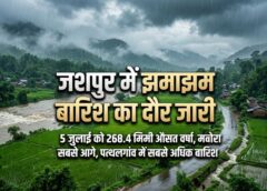 जशपुर में झमाझम बारिश का दौर जारी: एक दिन में 268.4 मिमी औसत वर्षा, मनोरा सबसे आगे, पत्थलगांव में सबसे अधिक बारिश
