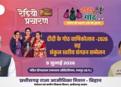 दीदी के गोठ’ की प्रेरणादायी यात्रा का एक वर्ष पूरा! मुख्यमंत्री विष्णु देव साय की मौजूदगी में 9 जुलाई को होगा भव्य वार्षिकोत्सव, महिला सशक्तिकरण की गूंज पूरे प्रदेश में